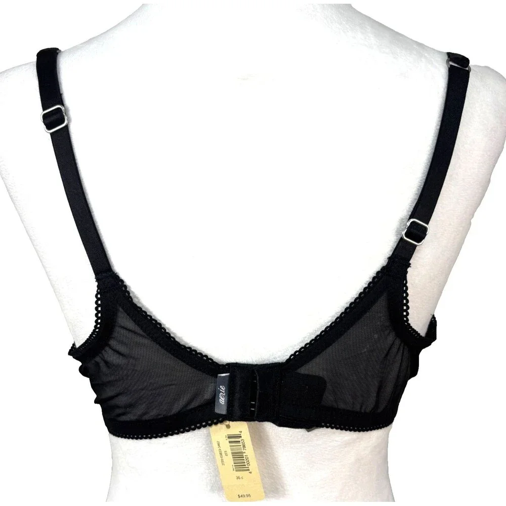 NWT‎ Aerie Reese Bra 36C Padded Underwire Black Bow Floral Rhinestones